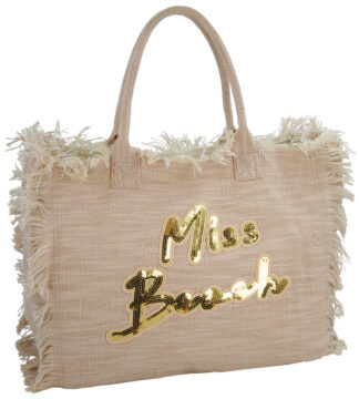Große XL Badetasche mit Reißverschluss, Shopperform, Glitzer Strandtasche mit goldenen Pailletten, Rosé, Titelfoto