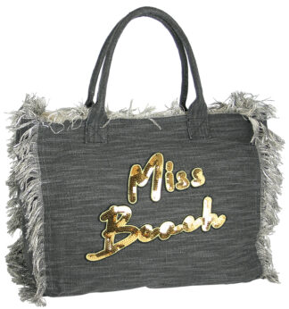 Große XL Badetasche mit Reißverschluss, Shopperform, Glitzer Strandtasche mit Pailletten, Schwarz Gold, Titelfoto