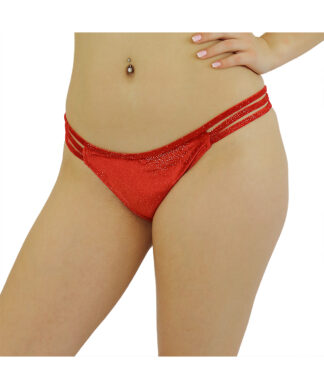 Bikini-Hose edles Design, Rot Gold, Bikini-Slip Glanz Optik