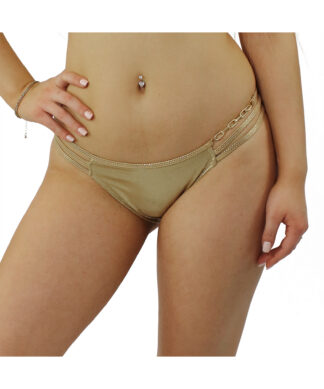 Bikini Höschen "Golden Glow", Hose, Slip mit dekorativer Kette, Glanz Optik