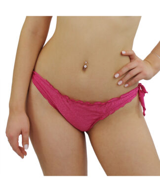 Bikini-Hose Lurex Glitzer Material, Bikini-Slip zum Binden, Pink