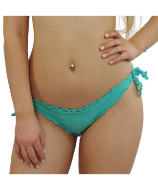 Bikini-Hose Lurex Glitzer Material, Bikini-Slip zum Binden, Türkis