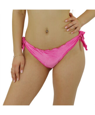 Bikini Hose aus Velours, Bikini Slip zum Binden, Pink